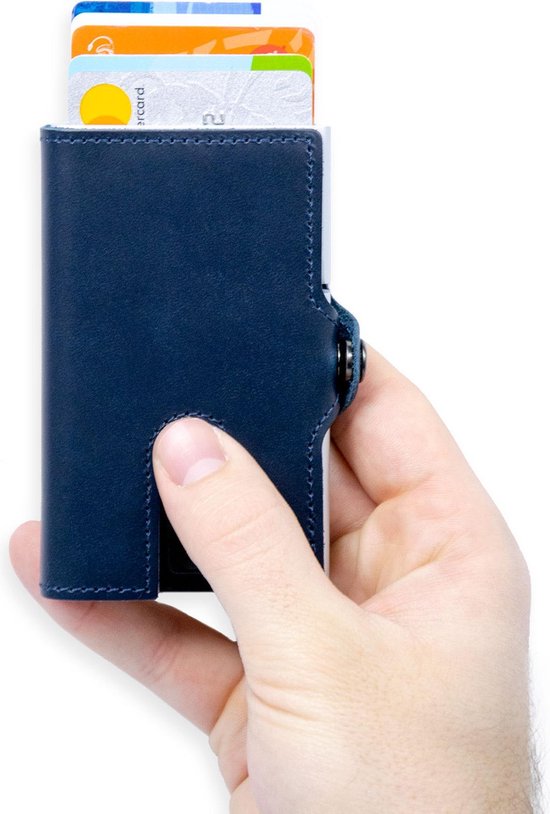 Porte-cartes en cuir Silvergear - Bleu - Protection anti-effraction RFID