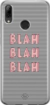 Huawei P Smart 2019 hoesje siliconen - Blah blah blah | Huawei P Smart (2019) case | blauw | TPU backcover transparant