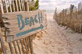 Canvas Schilderij Beach Sign