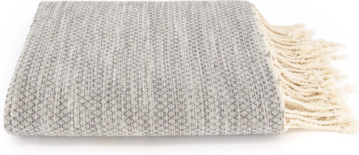 Lantara Plaid Ottoman - Grijs - Katoen -190x300cm