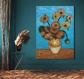 Handgeschilderd schilderij Olieverf op Canvas - Vincent van Gogh 'Vaas met Twaalf Zonnebloemen'