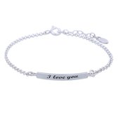 Joy|S - Zilveren plaat armband "I Love You"