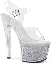 Pleaser Sandaal met enkelband, Paaldans schoenen -38 Shoes- SKY-308CP-1 Paaldans schoenen Zwart/Transparant