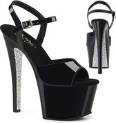 Pleaser - SKY-309CRS Sandaal met enkelband, Paaldans schoenen - Paaldans schoenen - 39 Shoes - Zwart