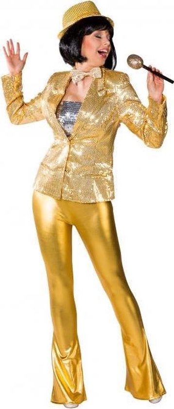 Disco flair broek goud glimmend Dames L/XL | bol