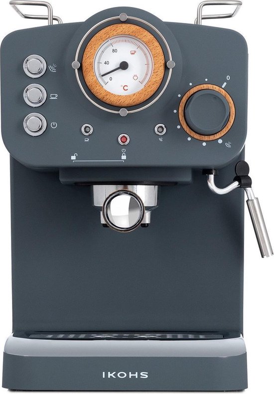 moe huilen Beheer IKOHS Retro Espressomachine – Retro koffiezetapparaat – Mat Grijs - Twee  koffiearmen -... | bol.com