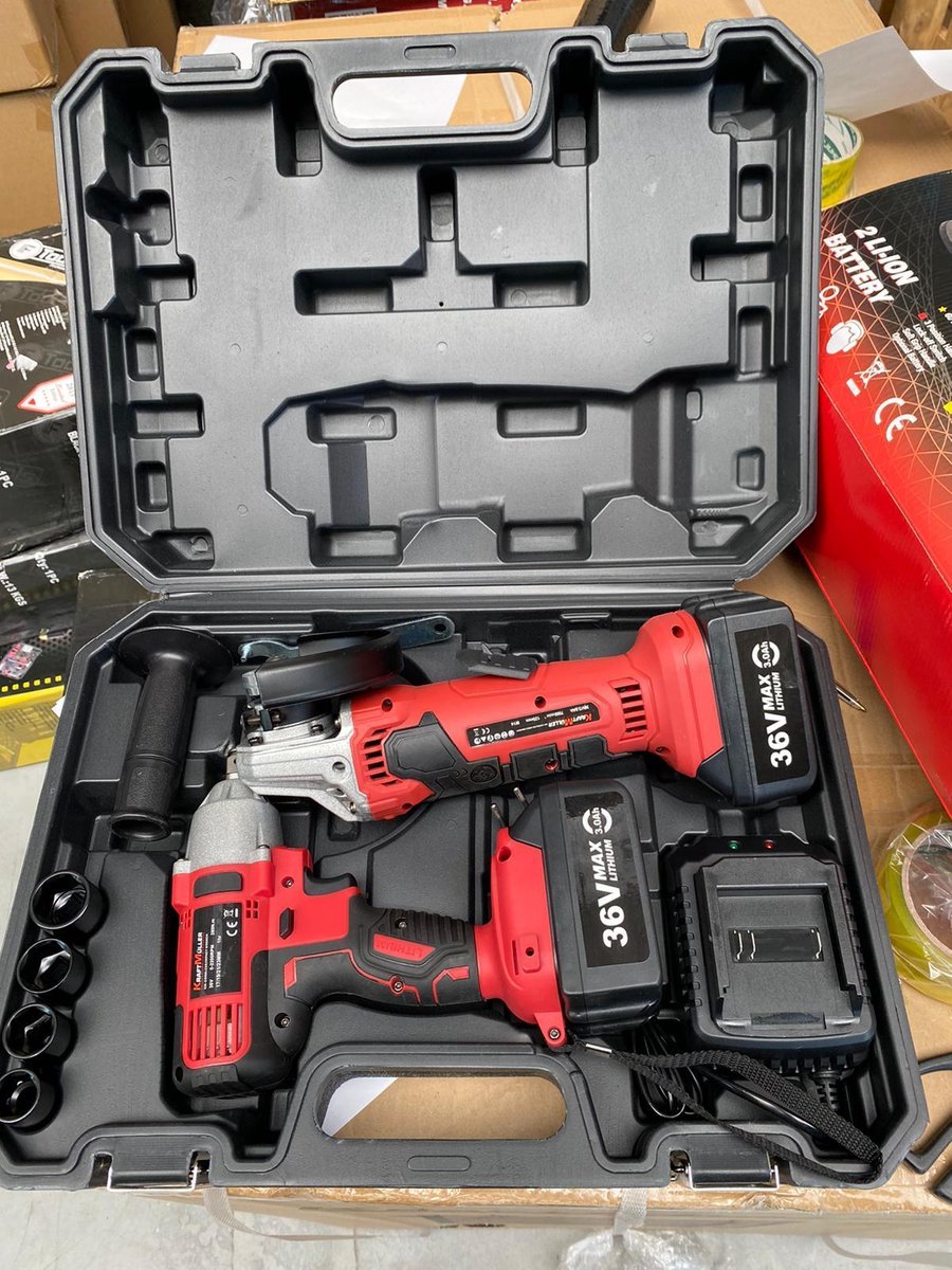 Kraftmuller Gereedschapset Slagmoersleutel Slijpschijf 36 Volt 2