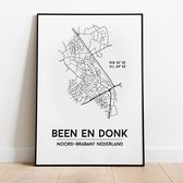 Beek en Donk city poster, A3 (30x40 cm) met lijst, plattegrond poster, woonplaatsposter, woonposter