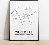 Westerbeek city poster, A4 zonder lijst, plattegrond poster, woonplaatsposter, woonposter