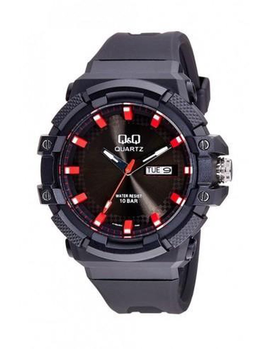 Mooi horloge QQ A196J002Y rood-zwart