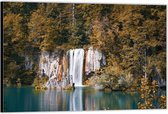Dibond –Watervallen aan het Water – 60x40 Foto op Aluminium (Wanddecoratie van metaal)