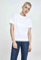 Urban Classics Dames Tshirt -XL- Boxy Lace Hem Wit