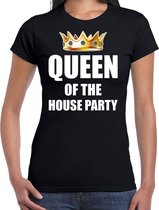 Koningsdag t-shirt Queen of the house party zwart voor dames XS