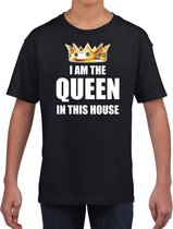 Koningsdag t-shirt Im the queen in this house zwart voor mei S (110-116)