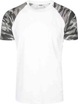 Urban Classics - Raglan Contrast Heren T-shirt - S - Wit/Groen