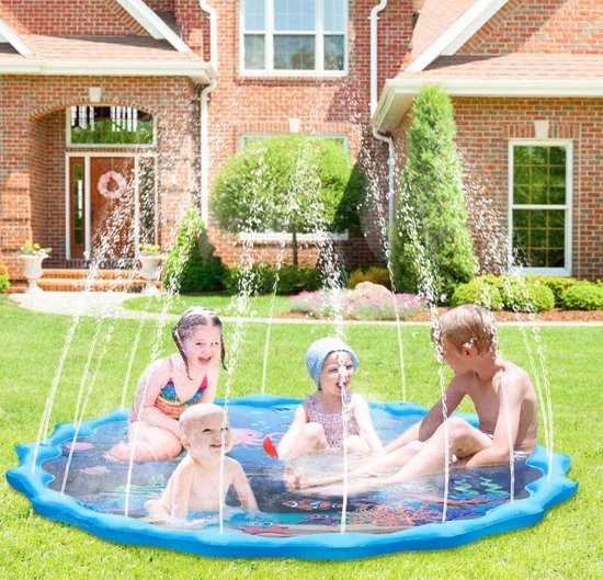 Watermat Water Fontein Waterspeelmat Speelkleed Aquamat Waterstraalkussen Spatmat Kinderen Buiten Spelen Zon Warm