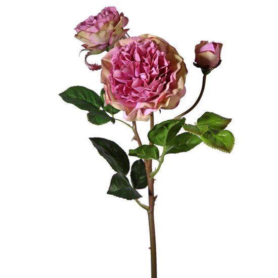 Viv! Home Luxuries Rose anglaise sauvage - fleur en soie - rose lilas - qualité supérieure