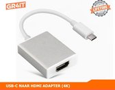 USB-C Naar HDMI Adapter Converter (4K) | Thunderbolt 3 HDMI | Voor USB-C Devices met Display o.a. (MacBook, HP, XPS, Surface) - Zilver