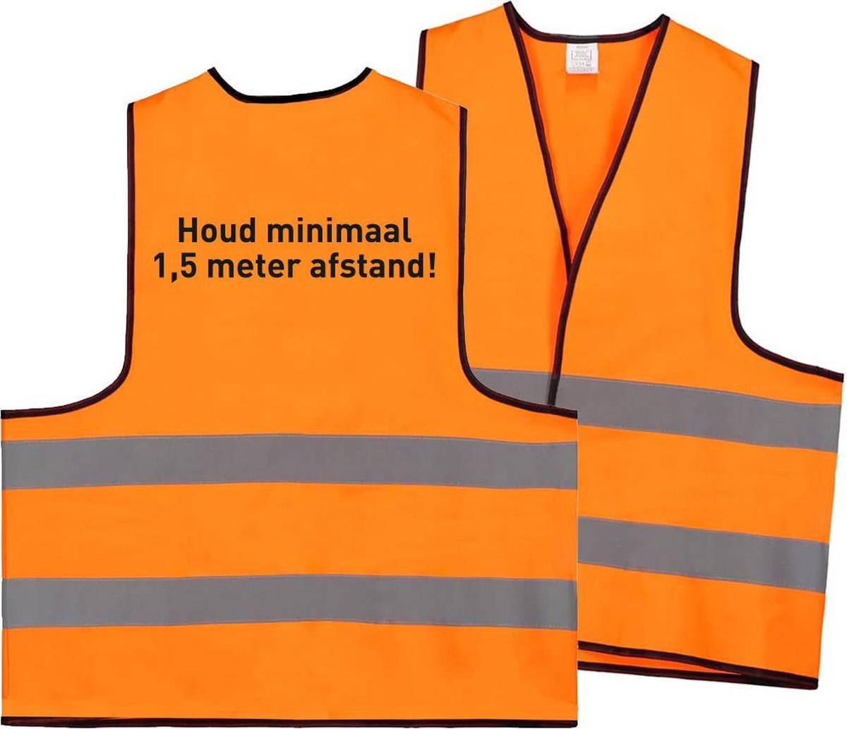 Veiligheidsvest houd minimaal 1,5 meter afstand oranje
