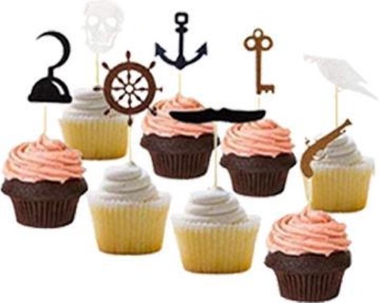 paling uitbreiden Federaal Piraten Taartdecoratie - Cupcake Toppers - Cupcake Decoratie - 8 Stuks |  bol.com
