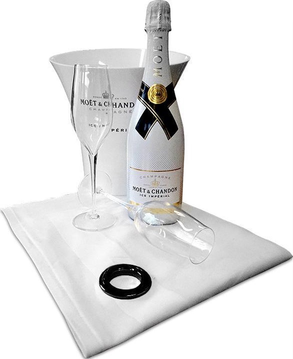 Wijnkoeler servet met zwarte klikring [Wijnkoelerservet - IJsemmer - Bierkoeler - Champagnekoeler - Champagne Emmer - Metaal - Wijn Drank Emmer - Zilver Staal - Horeca Accessoires]