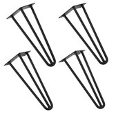 Tafelpoot - Meubelpoot - Hairpin - Set van 4 stuks - 3 Punts model - Staal - Zwart - Afmeting (L) 35 cm