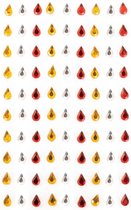 PXP Professional Colours Body Jewels / Plaksteentjes / Lichaamsversiering  90 x Druppels : Rood Wit Geel