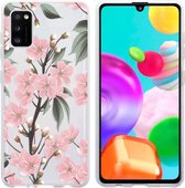 iMoshion Hoesje Geschikt voor Samsung Galaxy A41 Hoesje Siliconen - iMoshion Design hoesje - Roze / Transparant / Cherry Blossom