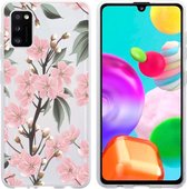 iMoshion Design voor de Samsung Galaxy A41 hoesje - Bloem - Roze / Groen