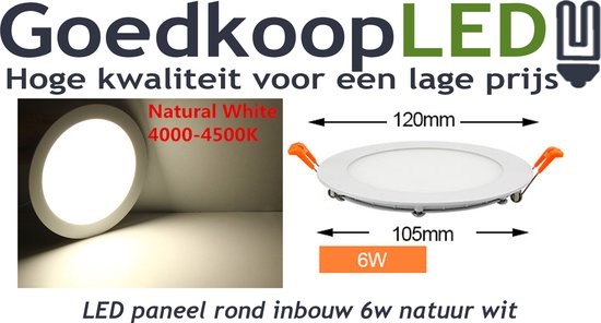 LED paneel / downlight 6W natuur wit