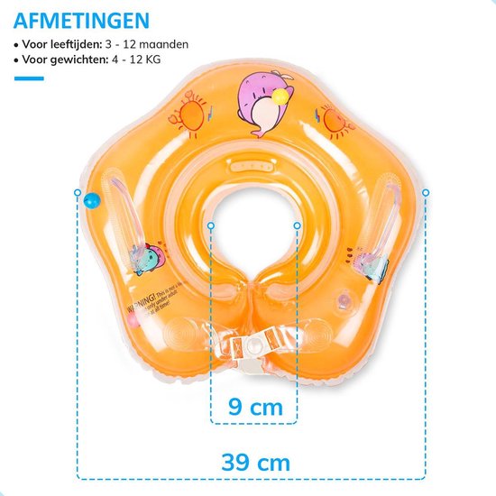 BABY ZWEMRING ORANJE- OPBLAASBARE NEKRING – ZWEMRING NEKRING VOOR ZWEM PLEZIER – ZWEMMEN-FLOAT ZWEMRING -