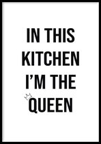 Poster Kitchen Queen - 30x40cm met Fotolijst – Keuken Poster – Ingelijst