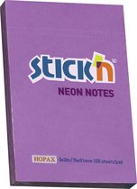 Stick'n sticky notes - 76x51mm, neon paars, 100 memoblaadjes