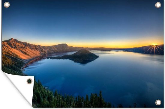 Sunrise over the Crater Lake in Crater Lake National Park Garden affiche 60x40 cm - petit - Toile de jardin / Toile d'extérieur / Peintures pour l'extérieur (décoration de jardin)