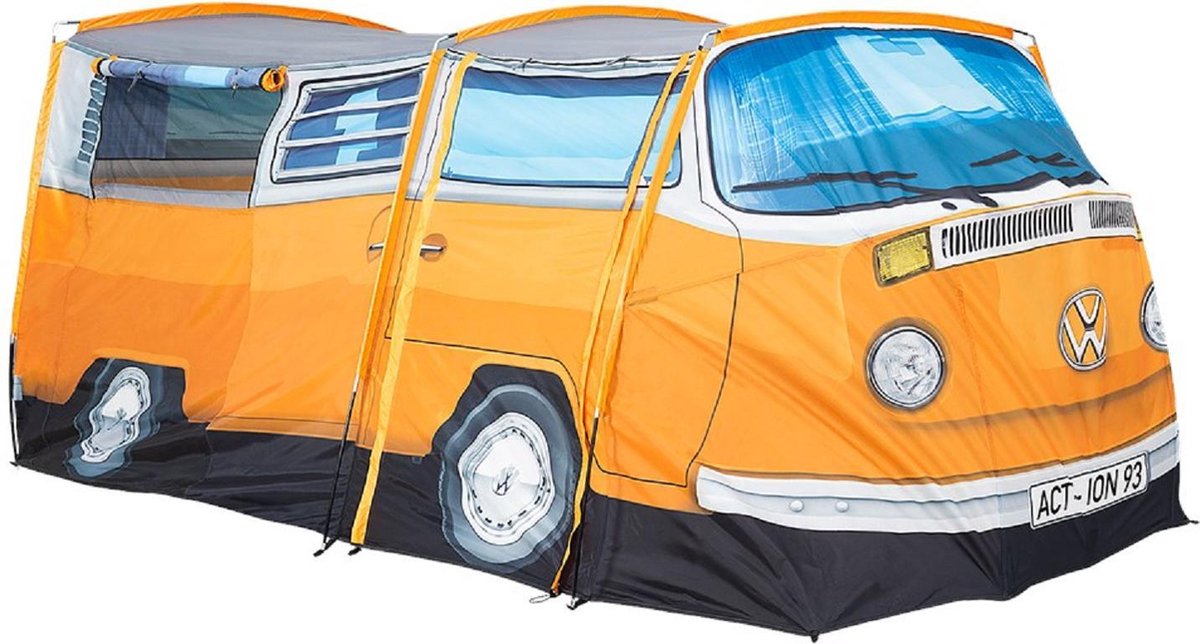 Volkswagen Bus Tent Officieel Design T2 Vw Camper - 398 Cm X 147 Cm X 155 Cm - Oranje - 4 Persoons