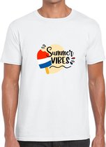 Summer Vibes Zomers Zomer Heren T-shirt Maat L - WIT