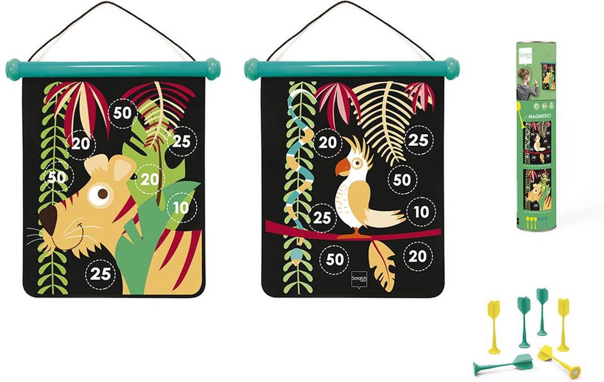 Scratch Tweezijdig magnetisch dartspel TROPICAL JUNGLE