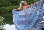 ANATURES Hamamdoek ISOLA 90 x 180 cm – Luxe Handgeweven Strandlaken XXL – Fairtrade Badlaken Biologische Katoen –  DENIM BLAUW | GRIJS