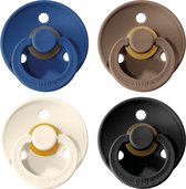 BIBS Fopspeen - Maat 2 (6-18 maanden) - 4 stuks - Midnight, Black, Ivory en Dark Oak