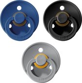 BIBS Fopspeen - Maat 2 (6-18 maanden) - 3 stuks - Midnight, Black en Cloud