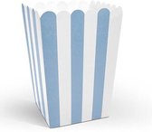 Popcorn bakjes blauw 6 stuks -16 cm hoog - Popcornbakjes/chipsbakjes/snackbakjes kinderverjaardag/kinderfeestje - Babyshower