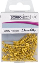 60 veiligheidsspelden 23 mm - sorbo home essentials - veiligheids spelden goudkleurig voor textiel