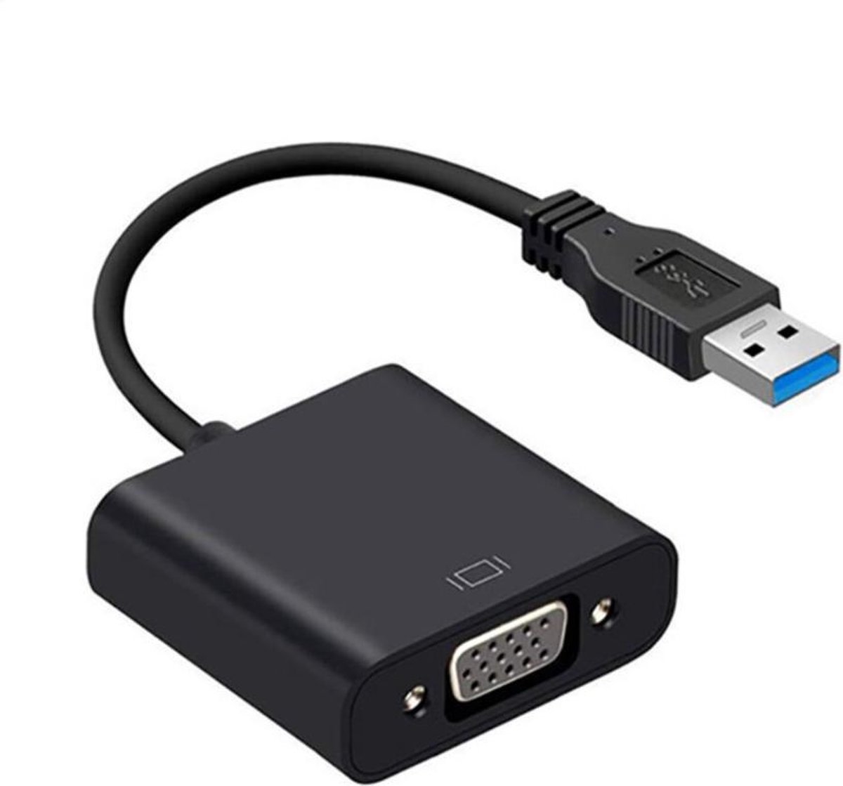 WiseGoods USB 3.0 naar VGA Kabel Adapter - Usb Male naar VGA Female Converter - Externe Videokaart Desktop - PC - 24.5 cm - Zwart