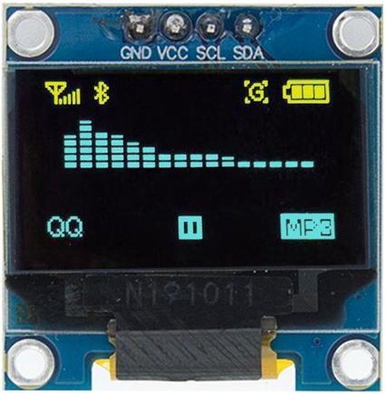 OTRONIC® Mini OLED display blauw/geel 0.96 inch 128x64 pixels I2C voor Arduino | ESP32 | ESP8266 | Raspberry Pi
