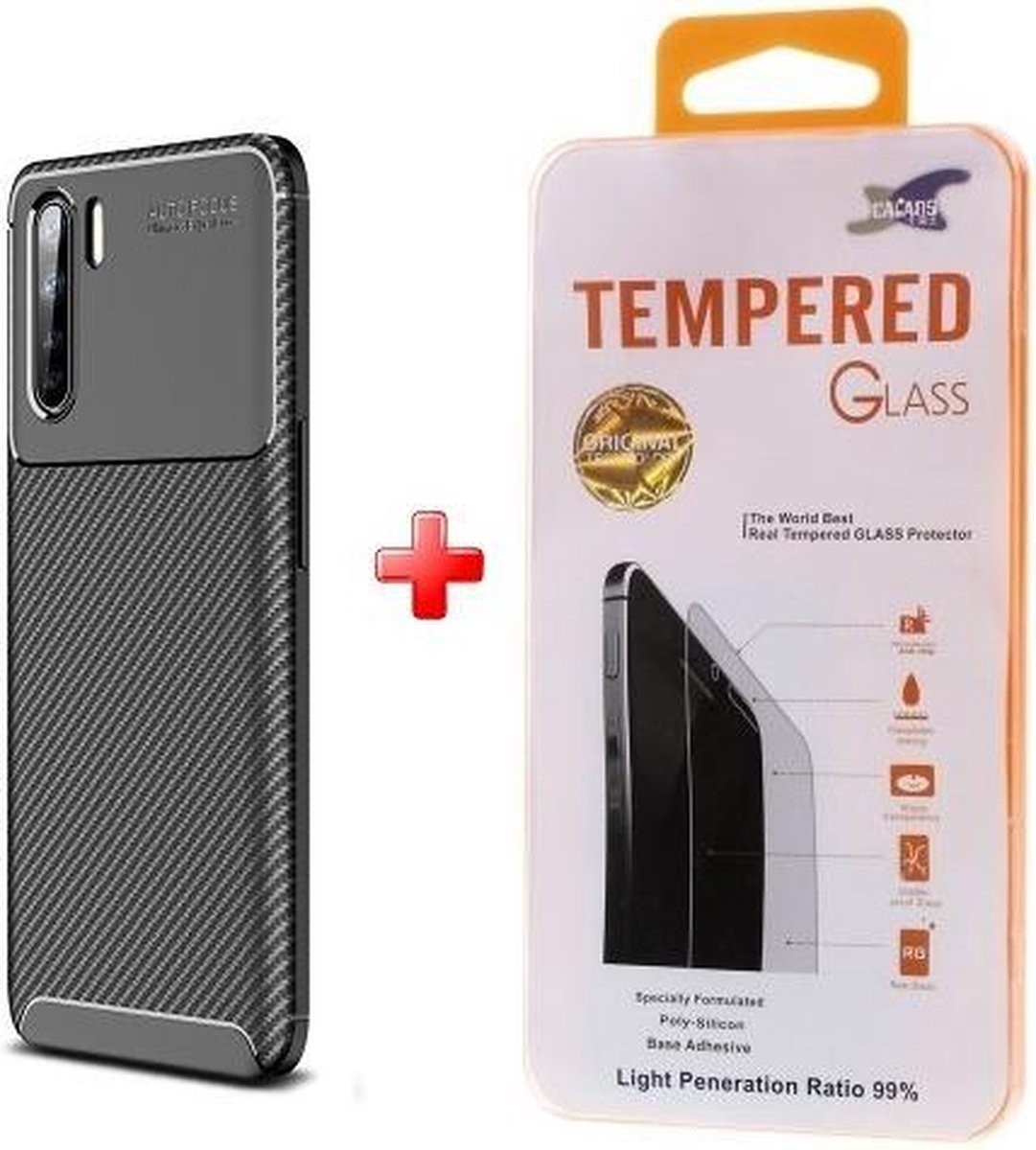 Silicone gel TPU hoesje Oppo A91 met glas screenprotector