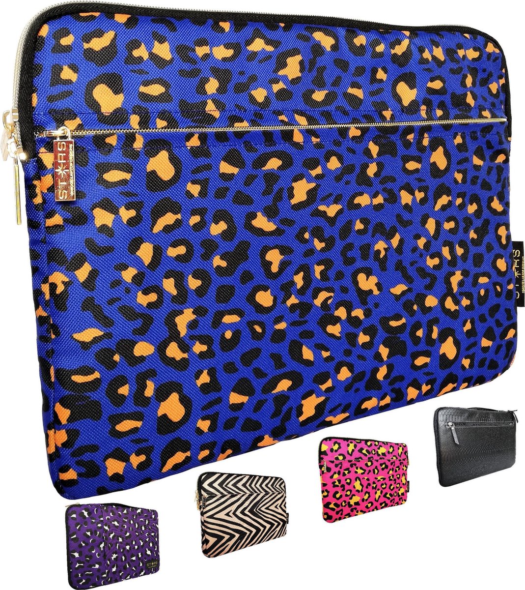 STARS™ 13.3 inch Laptophoes – Blauw Leopard – Geschikt tot 14 inch