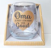 Wijn- waterglas OMA jij hebt een hart van goud