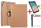 Apple iPad 10.2" 2019 HiCHiCO iPad Hoes Met 360° Draaibare Standenen Goud Stylus pen + Screen Protector