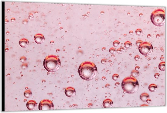 Dibond -Roze Bubbels- Foto op Aluminium (Met Ophangsysteem)