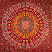 Sankalpa® Mandala wandkleed "Red" 225 x 200 m – Bedsprei – Strandlaken - Picknickkleed - Rood
